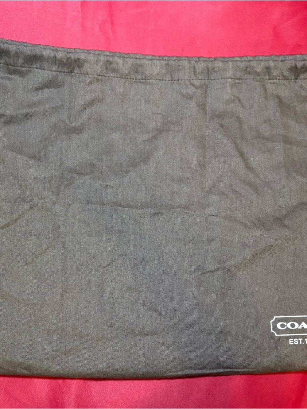 Coach Brown Cloth Drawstring Dust Bag with Red Trim 19” x 15”